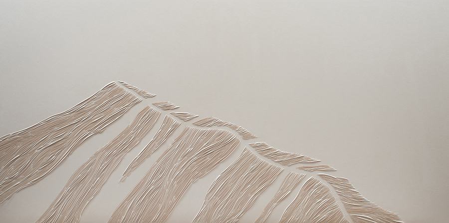 Hand-sculpted Helen Amy Murray artwork of a sand dune in cream faux suede